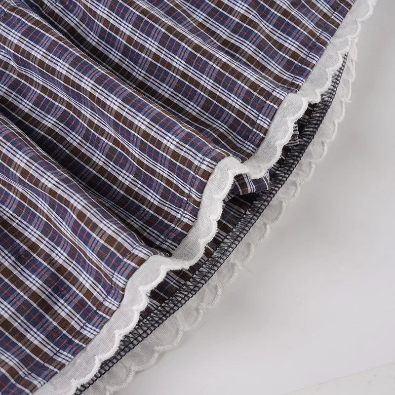 Plaid Streetwear Set With Cropped Shirt And Mini Skirt