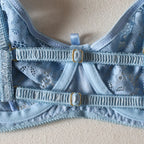 Lace Embroidered Bra and Thong Lingerie Set