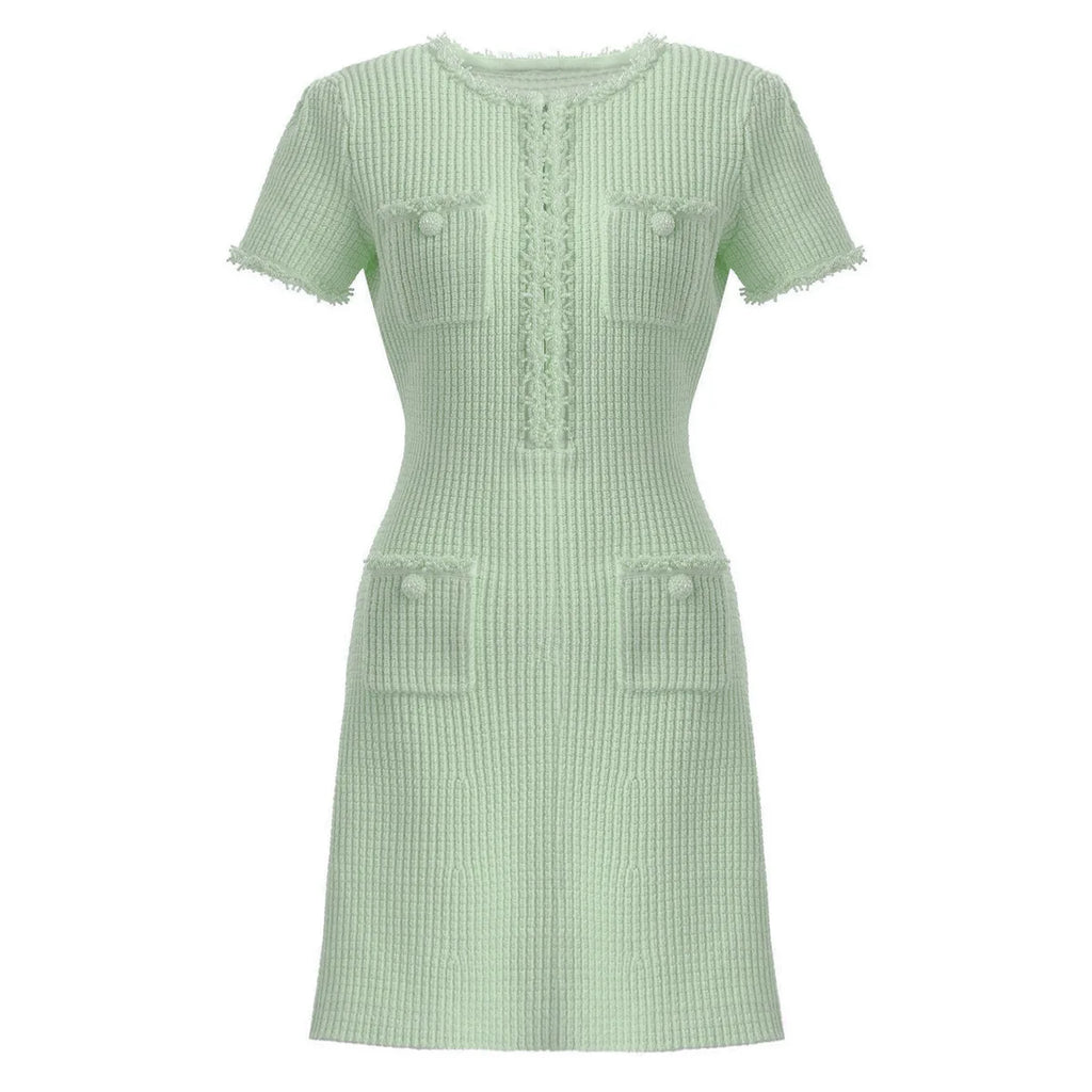 Beaded Knit A Line Dress
