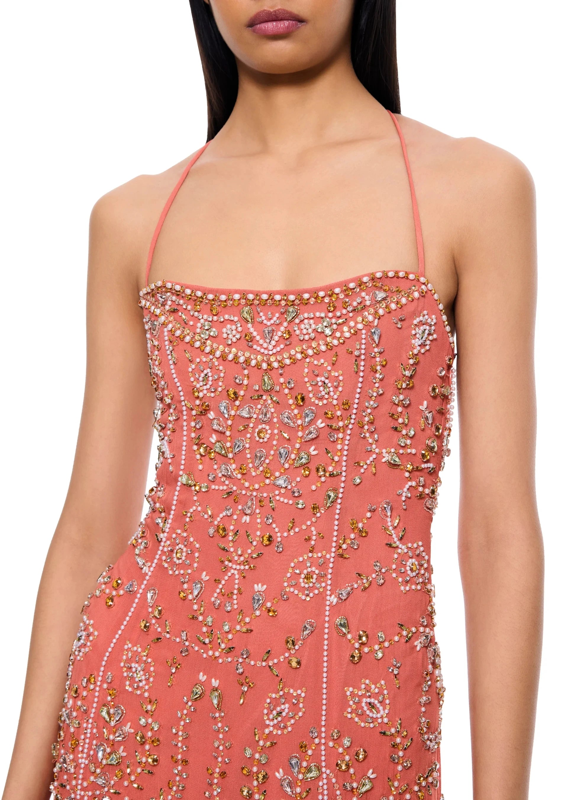 Elegant Crystal Beaded Tiered A Line Floor Length Prom Gown With Detachable Shawl Evening Dress
