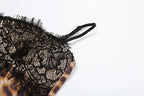 Leopard Patchwork Lace Mini Dress With Spaghetti Straps High Waist