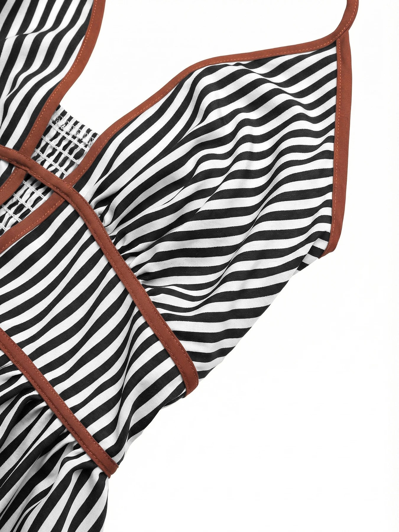 Sea Breeze Striped Deep V Beach Dress With Backless Sleeveless Maxi