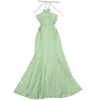 Sheer Halter Dress With Butterfly Appliques Hollow Ruffle Details Elegant Gown