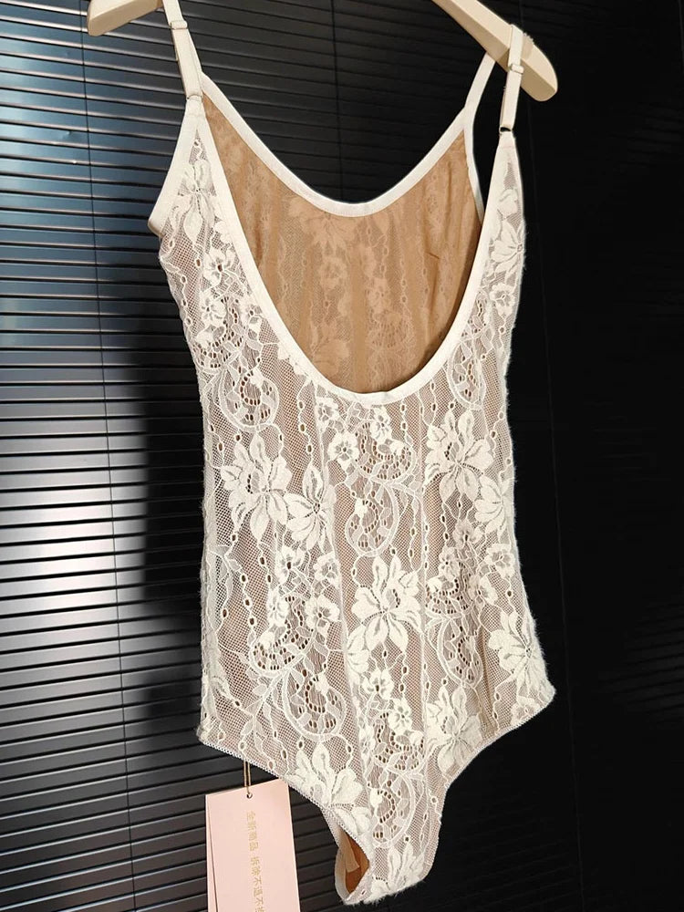 Lace Top With Built In Camisole Vest Backless