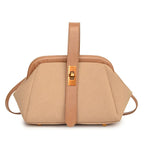 Luxe Faux Suede Frame Shoulder Bag With PU Accent Elegant Crossbody