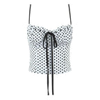 Sexy Sweet Girl Plaid Polka Dot Camis Cotton Top