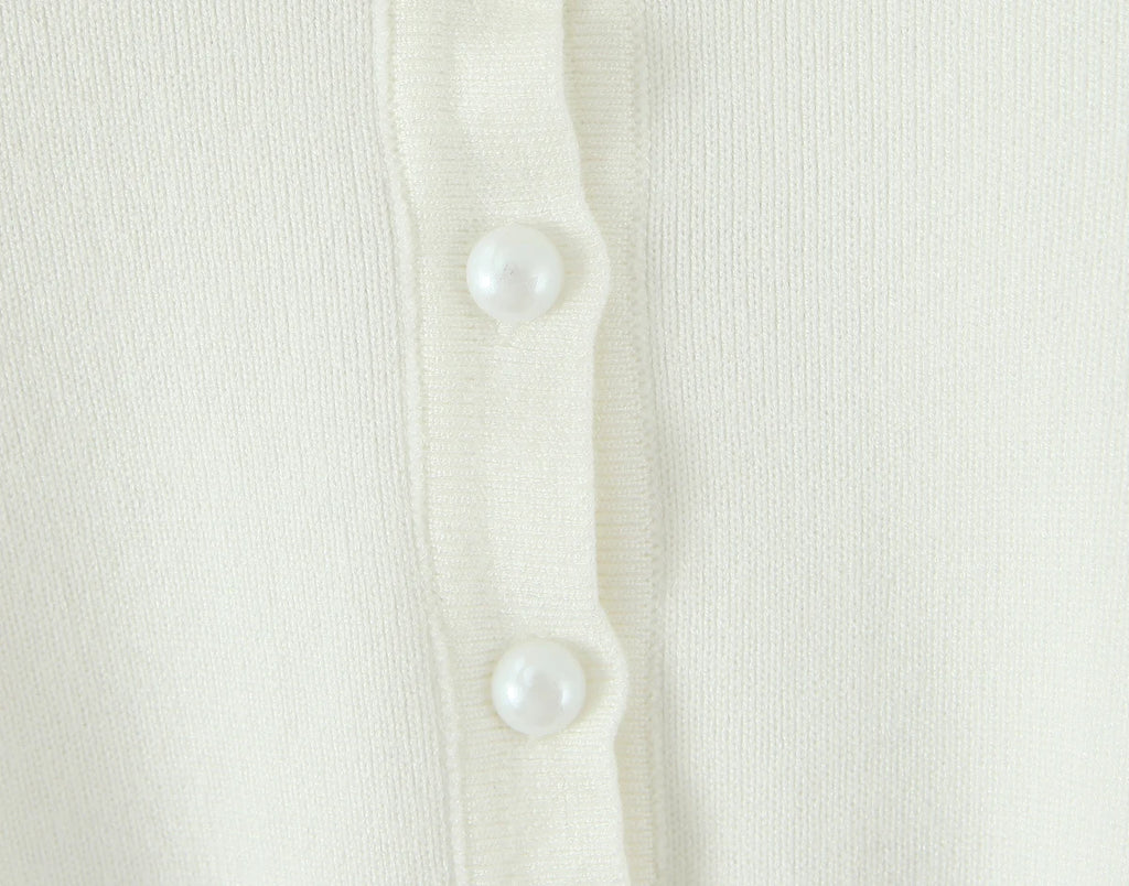 Lacing Up Bow Woodears O neck Open Buttons Through Crop Pointelle Knitted Cardigan Sweater Woman Jumper Knitwear