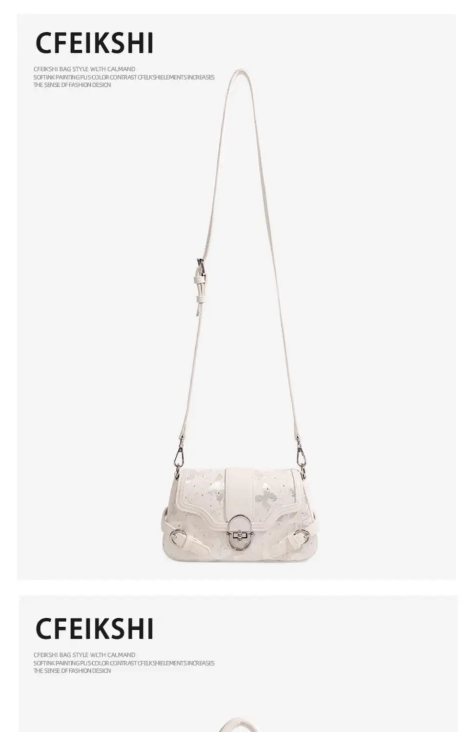 Whimsical Fairycore White Shoulder Bag With Butterfly Print Dreamy Harajuku Style Purse