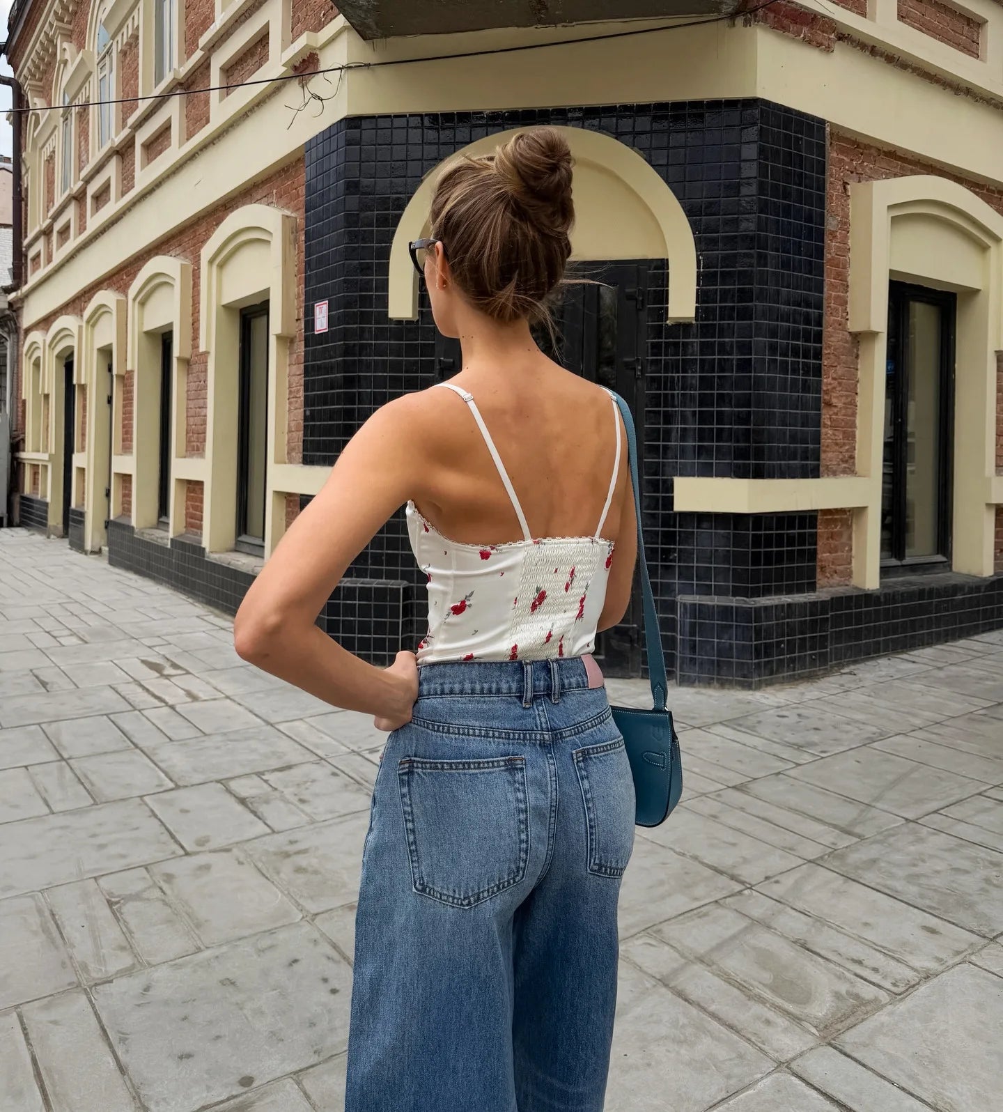 U Neck Lace Suspender Backless Top Floral Print