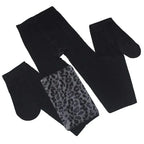 Leopard Pattern Sheer Pantyhose In Gothic Black Silky Finish Vintage Look Stockings