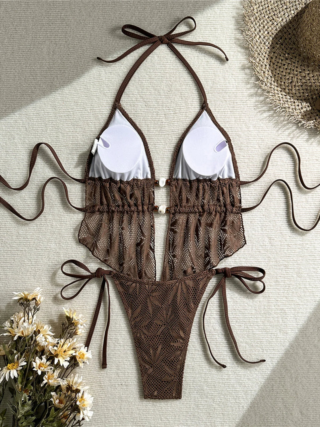 Hollow Out Tankini Halter Bikini Padded Two-pieces Bikini set