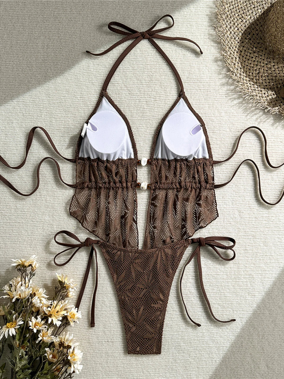 Hollow Out Tankini Halter Bikini Padded Two-pieces Bikini set