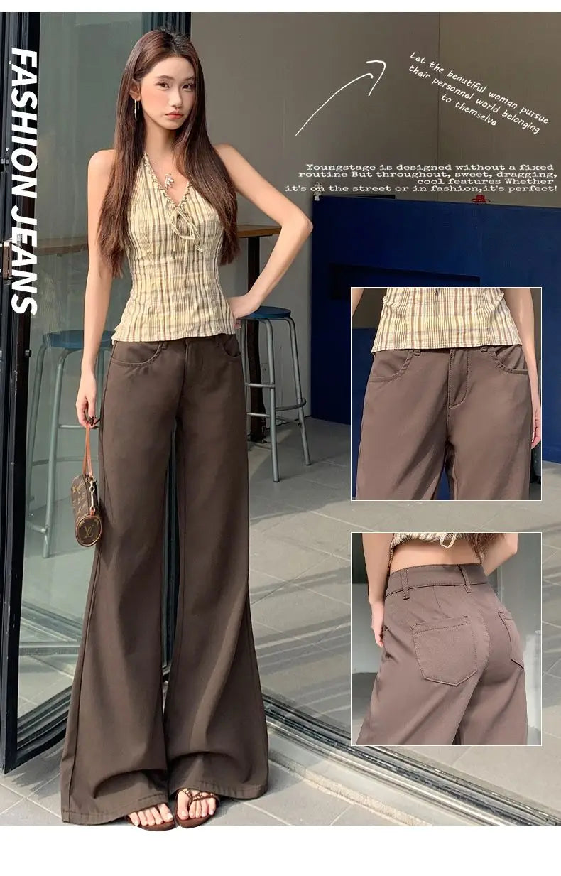 Antiwrinkle Flare Pants With Slimming Comfort Low Waisted