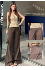 Antiwrinkle Flare Pants With Slimming Comfort Low Waisted