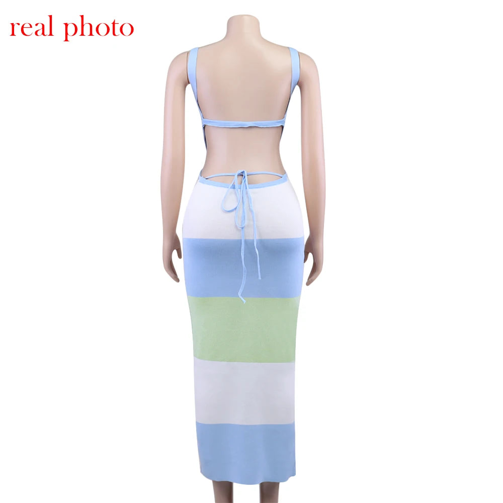 Backless Knit Maxi Dress With Straps