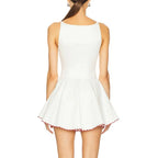 Minimalist Square Neck Sleeveless Mini Dress With High Waist