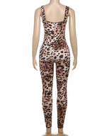Leopard Print Sleeveless Jumpsuit For Women
