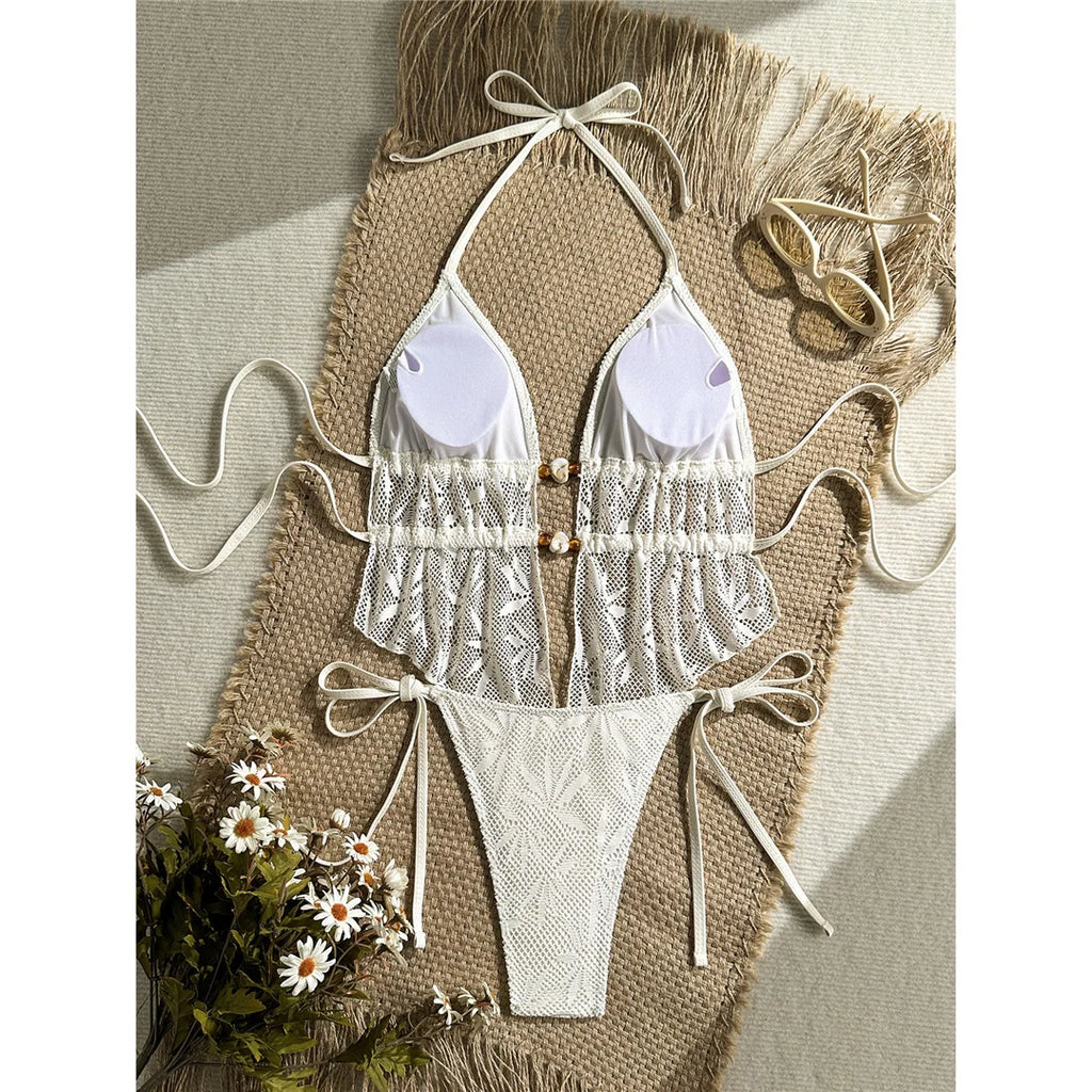 Hollow Out Tankini Halter Bikini Padded Two-pieces Bikini set