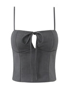 Vintage Square Collar Hollow Out Sleeeveless Cropped Top