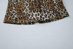 Leopard Print Halter Neck Crop Top With Lace Up Details And Backless Design