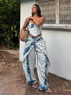 Playful Printed Vest And Trouser Set For Women Two Piece With Sleeveless Slip Top