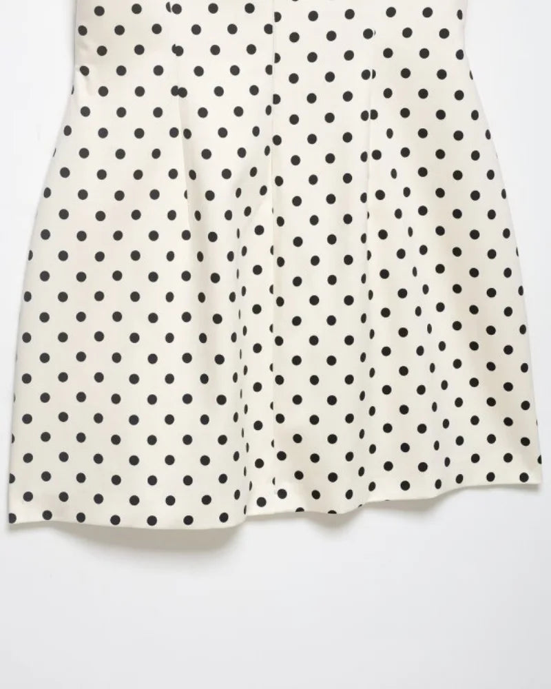 Polka Dot Cutout Bow Front Mini Dress