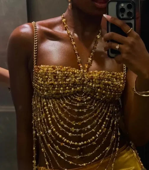 Handmade Chain Beaded Bralette Top