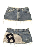 Y2K Denim Mini Skirt With Printed Motif High Waist