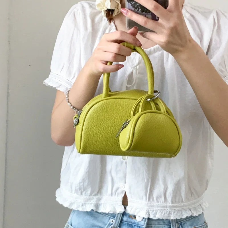 Mini PU Leather Crossbody Bag Set For Women With Short Handle Purses