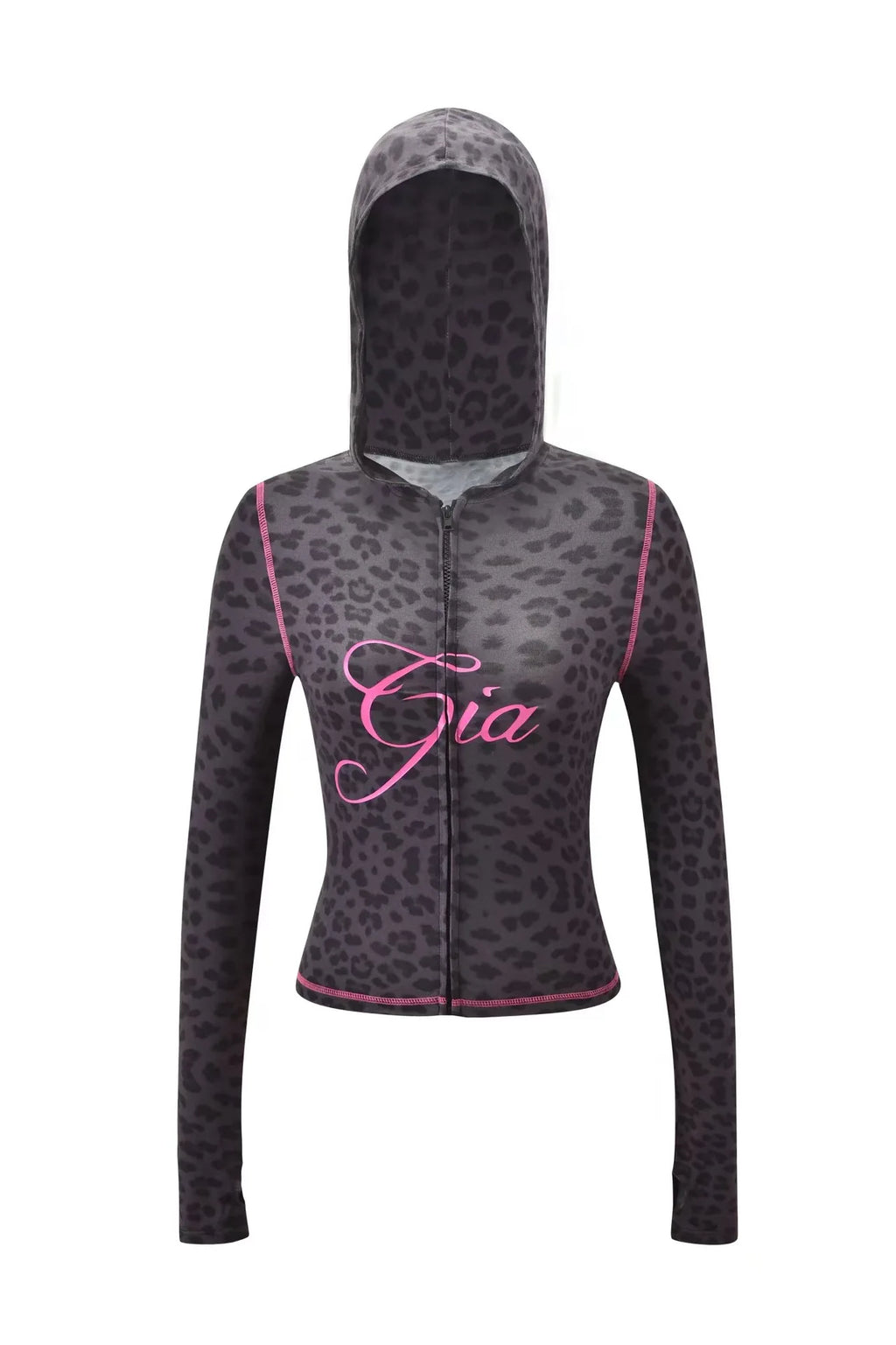 Two Piece Slim Fit Letter Print Hooded Zipper Jacket And Pants Set Open Thread Design