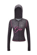 Two Piece Slim Fit Letter Print Hooded Zipper Jacket And Pants Set Open Thread Design