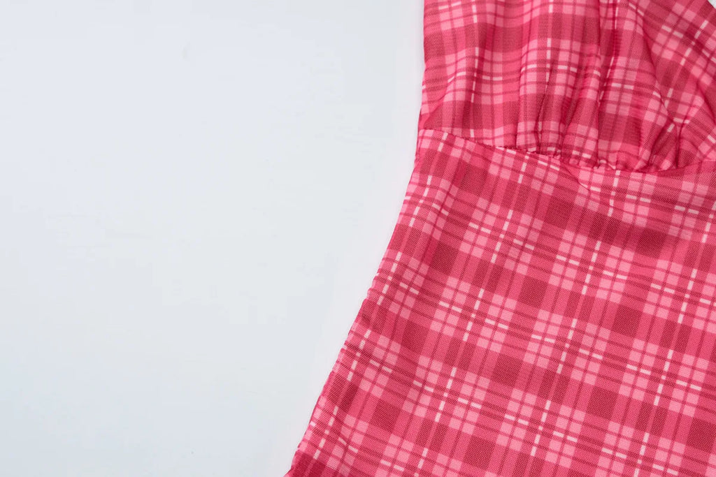 Coquette Plaid Set With Ruffle Trim Crop Top High Waist Shorts