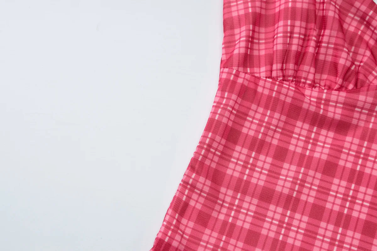 Coquette Plaid Set With Ruffle Trim Crop Top High Waist Shorts