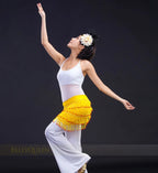 Handmade Beaded Belly Dance Hip Scarf With Lace Up Chiffon Base Fringes Belt