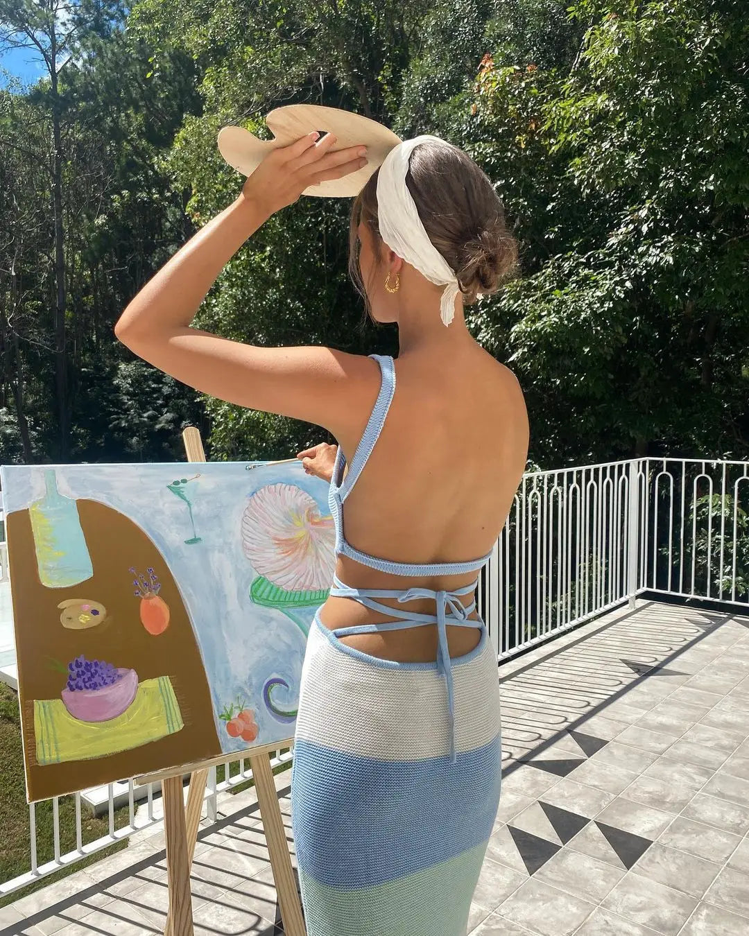 Backless Knit Maxi Dress With Straps
