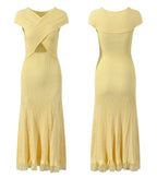 Lace Collar Splice Dress Slimming Fish Tail Gown