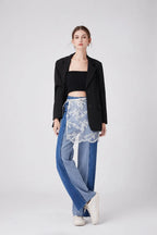 Floral Embroidered Lace Sheer Skirt Overlay