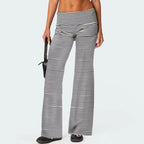 Casual Wide Leg Sweatpants Fold Over Waist Low Rise Flare Yoga Lounge