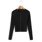 Vintage Two-piece Knit Cardigan And Elastic Waist Shorts Set