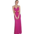 Coquette Sleeveless Ruched Cross Backless Bodycon Dress With V Neck And Ruffles