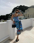 Playful Print Underwire One Piece Swimsuit With Skirt For Beach Summer Fun