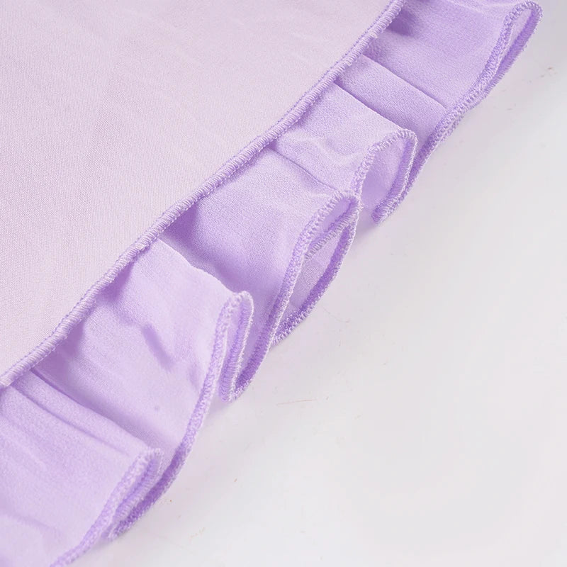 Purple Chiffon Backless Sundress With Deep V Neck A-Line Mini