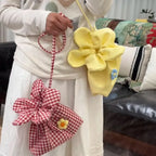 Retro Floral Phone Pouch Crossbody Bag Tailored Compact Plaid Purse