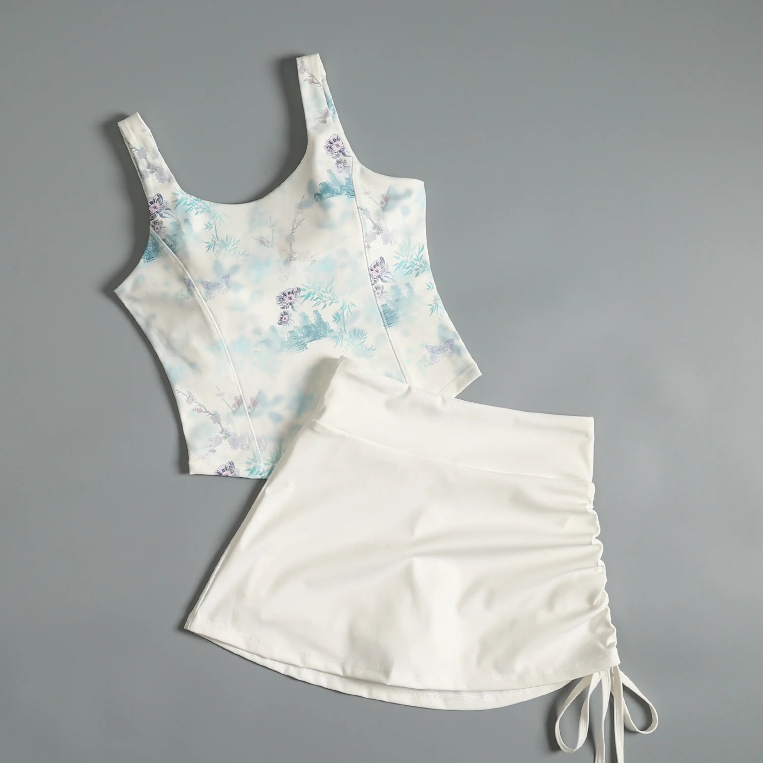 Activewear Set For Women With Chest Pad Vest And Skirt