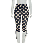 Polka Dot Patchwork Capri Pants With Drawstring Waist