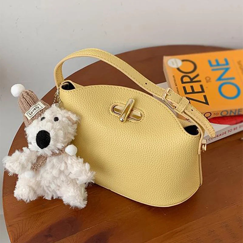 Soft Leather Bucket With Gold Button Tassel Luxe Everyday Shoulder Satchel For Women