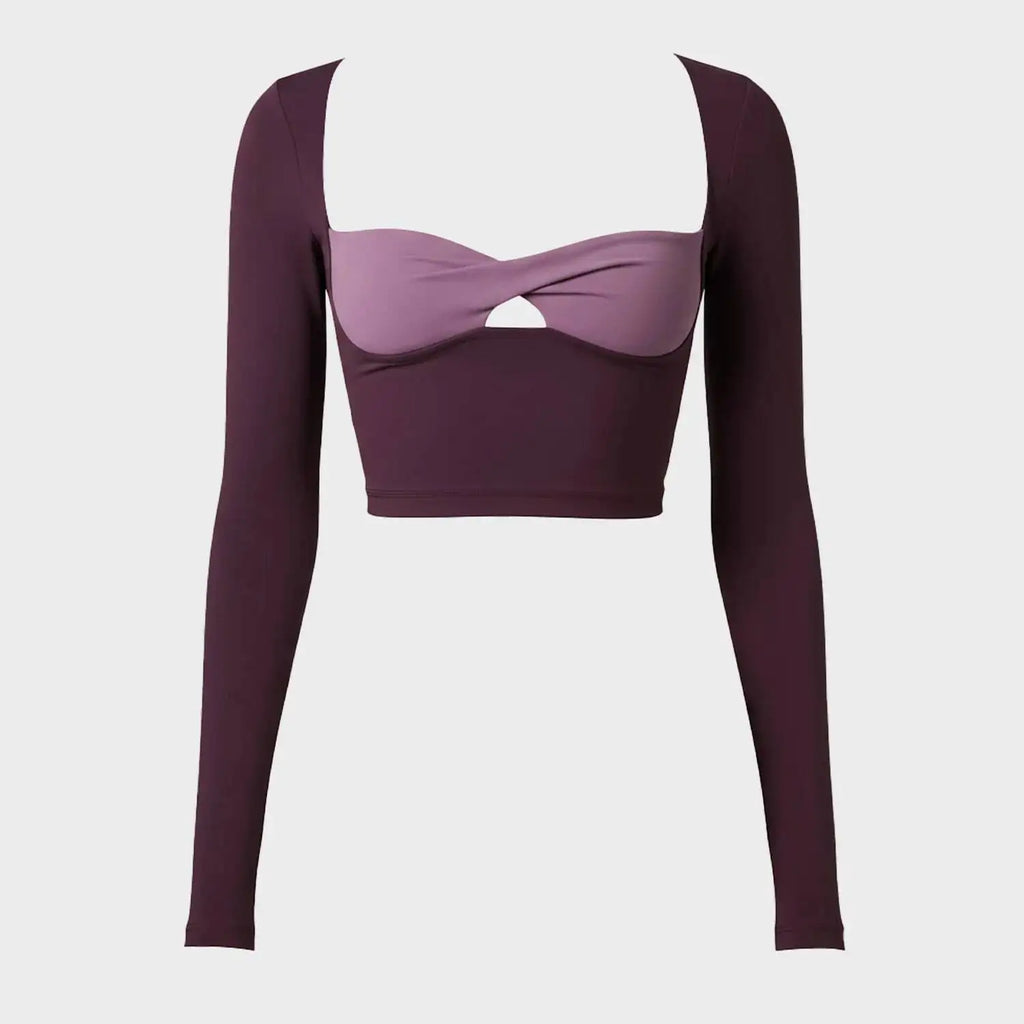 Women 3 Piece Yoga Set Long Sleeve Cropped Top Twist Front Sports Bra High Waisted Flared Leggings