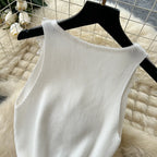 French Style Lace Knit Sleeveless Bodycon Maxi Dress