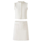 Black And White Skirt Set For Women With Elegant Contrast Design