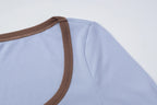 Patchwork O-Neck Long Sleeve Top